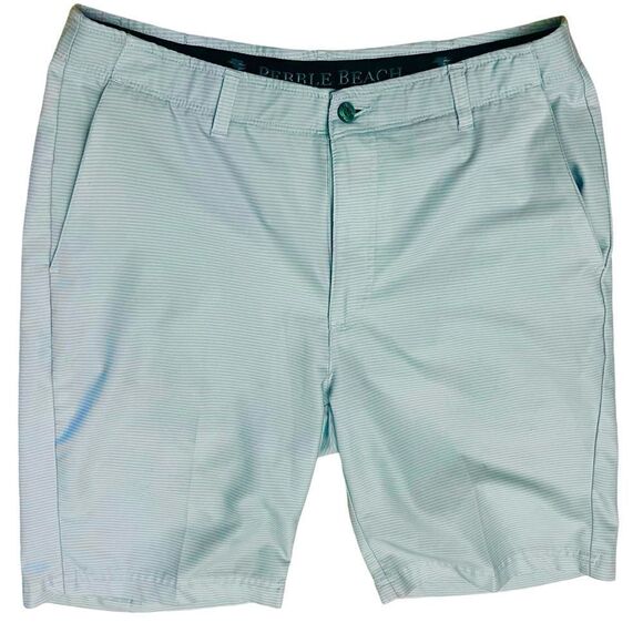 Pebble Beach Gray Golf Shorts Elastic/Silicon-Logo Waistband Flat Front 34 NWOT - Picture 1 of 9